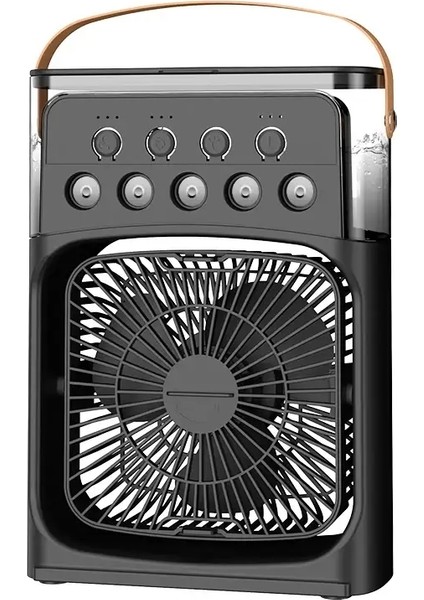 Kamp Için Taşınabilir Klima Işık Mist Fan Gecesi USB Elektrikli Su LED Humidifie Fun 3 In 1 Ac Ev Koşullandırma Argb Renk: Mini Siyah (Yurt Dışından)