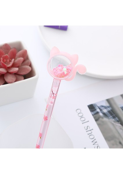 Tahlara Ins Yüksek Değerli Payetler Sevimli Kedi Öğrenci Kalem Yaratıcı Ofis Kırtasiye Su Bazlı Imza Kalemi (Yurt Dışından)