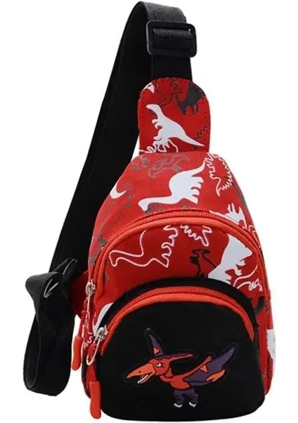 Çocuk Bel Çantaları Karikatür Dinozor Baskı Açık Seyahat Yüksek Kapasiteli Crossbody Fermuar Çanta Kız Boy Hediye Çocuklar Göğüs Pouch Pack Renk: Kırmızı (Yurt Dışından)