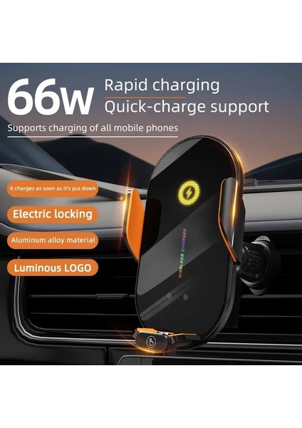 Araba Kablosuz Telefon Tutucu Stand 66W Hızlı Şarj Istasyonu Şarj Cihazı Iphone 15 Için Otomatik Kızılötesi Indüksiyon 15 14 13 12 Samsung Xiaomi (Yurt Dışından)