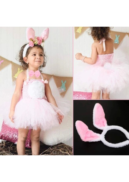 Tavşan Kostüm Seti Taç Papyon Kuyruk Pembe Renk (5047) modelleri