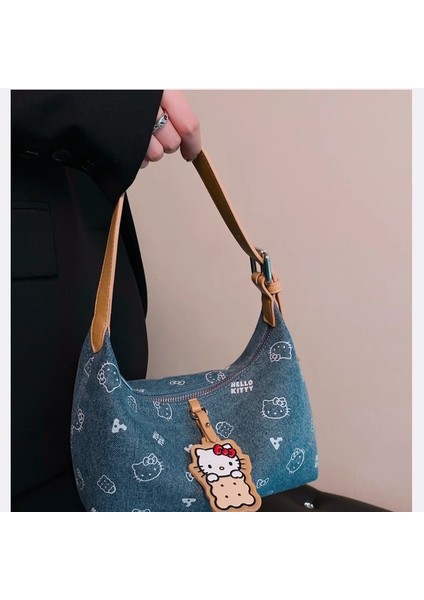 Hello Kitty Denim Koltuk Altı Çantası, Öğle Yemeği Kutusu Çantası Çok Yönlü, Çapraz Askılı Çanta Kız (Yurt Dışından) modelleri