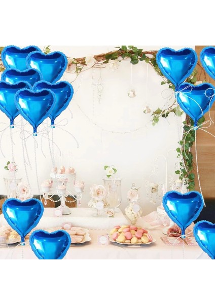Metalize Parlak Mavi Kalp Şekilli Uçan Balon Folyo 18 Inç 45 cm 25 Adet (5047) fırsatları