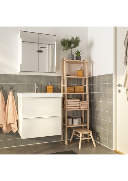 Vılto Raf 46X150 cm Huş Masif Ahşap Ayarlanabilir Ayaklı Banyo Rafı fırsatları
