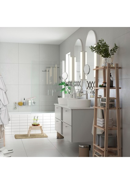 Vılto Raf 46X150 cm Huş Masif Ahşap Ayarlanabilir Ayaklı Banyo Rafı