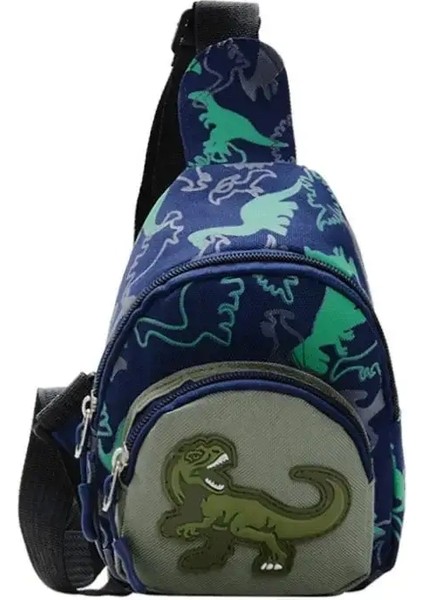 Çocuk Bel Çantaları Karikatür Dinozor Baskı Açık Seyahat Yüksek Kapasiteli Crossbody Fermuar Çanta Kız Boy Hediye Çocuklar Göğüs Pouch Pack Renk: Donanma (Yurt Dışından)