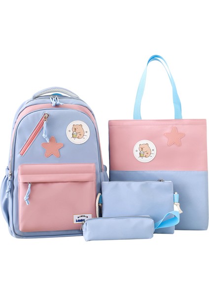 4 Parçalı Preppy Okul Çantası, Ilkokul ve Ortaokul Öğrencileri Için Sırt Çantası, Çok Bölmeli Sırt Çantası (Yurt Dışından)