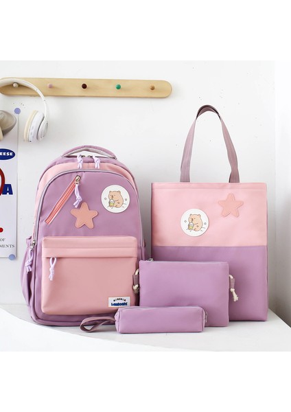 4 Parçalı Preppy Okul Çantası, Ilkokul ve Ortaokul Öğrencileri Için Sırt Çantası, Çok Bölmeli Sırt Çantası (Yurt Dışından) fırsatları