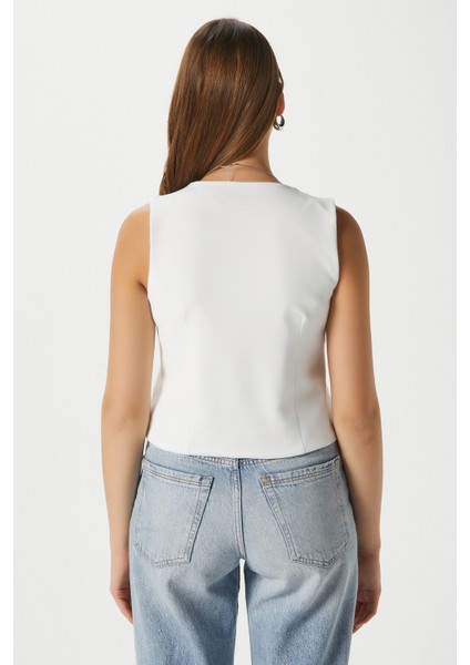 Kadın Milena Astarlı Beyaz Yelek indirimleri