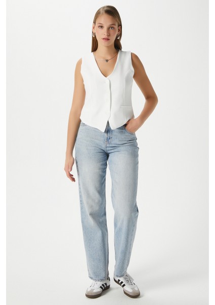 Kadın Milena Astarlı Beyaz Yelek