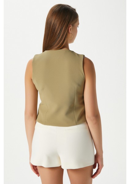 Kadın Milena Astarlı Yağ Yeşili Yelek fırsatları