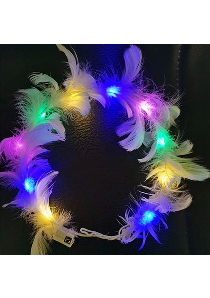 LED Işıklı Rengarenk Yanan 3 Fonksiyonlu Otrişli Parti Tacı Renkli 12X12 cm (5047) fiyatları