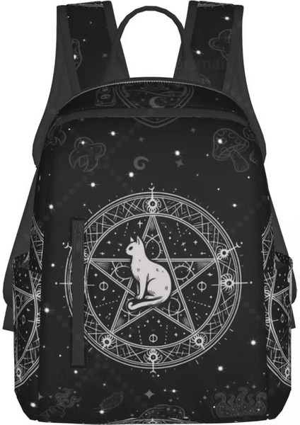 Siyah Deli Cat Moontravel Backpack College Kitap Çantası Erkekler Için Kadınlar Hafif Sıradan Dış Hava Spor Yürüyüşü Için Çantalar Gerekir: 3/boyut: 14.7X10X5INCH (Yurt Dışından)