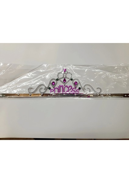 Gümüş Renk Prenses Yazılı Parti Tacı 60 cm (5047) fiyatları