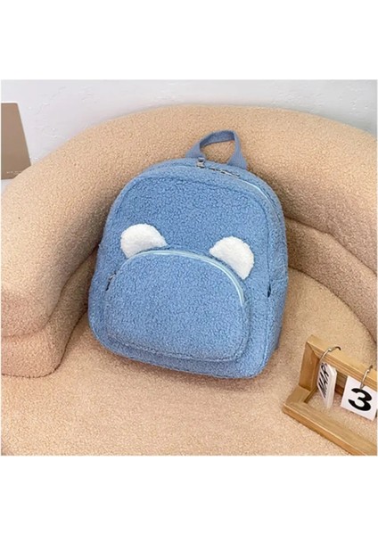 Peluş Ayı Sırt Çantası Kadın Tatlı Seyahat Çantası Sevimli Karikatür Sırt Çantası Çocuk Hediye Çantası Şık Boş Zaman Küçük Ayı Kulak Sırt Çantası Renk: Mavi B (Yurt Dışından)