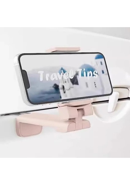 Katlanabilir Uçak Telefon Tutucu Taşınabilir Seyahat Stand Stand Masası Uçuş Ayarlanabilir Dönebilir Selfie Tutulabilir Tren Koltuğu Stand Destek Renk: Pembe (Yurt Dışından)