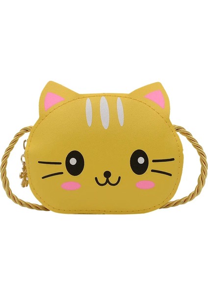 Pu Deri Tek Omuz Crossbody Çantalar Çizgi Film Sevimli Hayvan Kedi Çocukları Mini Çantalar Bebek Kız Çocuk Para Çanta Cüzdanı Renk: Sarı (Yurt Dışından)
