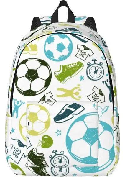 Futbol Topu Oyuncular Erkekler Için Tuval Sırt Çantası Kadınlara Dalı Okul Koleji Futbol Spor Fan Çantası Baskı Bookbagcolor: 10/boyut: S-30X14X40CM (Yurt Dışından)