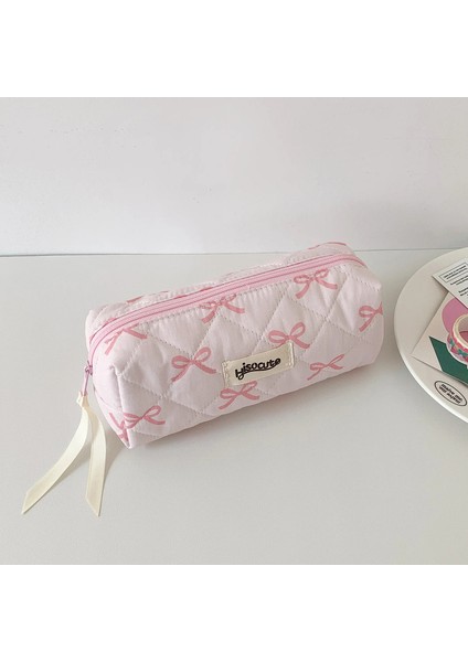 Tatlı Kız Kalem Çantası Yay Şerit Dekorasyon Kumaş Kalem Kese Okulu Organizatör Kawaii Kalem Çantası Renk: Pembe (Yurt Dışından)