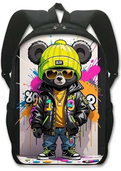Kawaii Grafiti Ayı Sırt Çantası Kadınlar Erkek Erkekler Gündelik Sırt Çantası Öğrenci Okul Çantaları Gündüz Çantası Hip Hop Seyahat Çantaları Kitap Çantası Renk: X16KABEARAI02CW (Yurt Dışından)