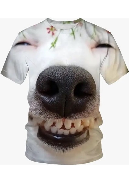 Summer Tops Street Tees Komik Köpek Yüz 3D Baskı T-Shirt Serin Hayvan Grafik Ekibi Boyun Kısa Kollar Gündelik Moda Erkekler Tişört: ETA6F24241B3/BOYUT: S (Yurt Dışından)