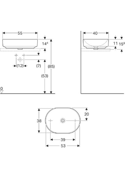 Variform Eliptik Çanak Lavabo 55 x 40 cm 500.774.01.2 fırsatları