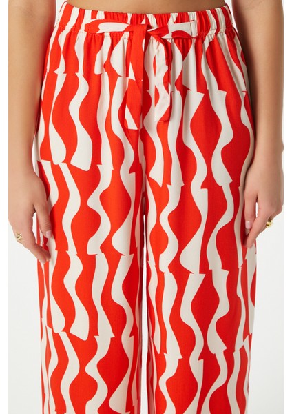 Kadın Jana Mercan Bel Lastikli %100 Viskon Yazlık Pantolon