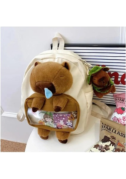 Sevimli Büyük Kapasiteli Çocukların Capya Peluş Peluş Sırt Çantası Kızlar Rahat Seyahat Omuz Çantası Maceralar Için Çok Yönlü Arkadaş Renk: Burun ile Beyaz (Yurt Dışından)