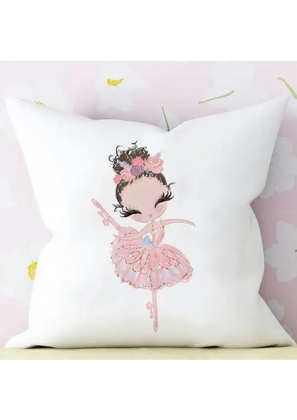 Prenses Balerin Kreş Yastık Kapağı Pembe Kız Oda Dekoru Kreş Dekoratif Yastık Yastık Kılıfı 45X45CMCOLOR: Z06083-DCCWH-M (Yurt Dışından)