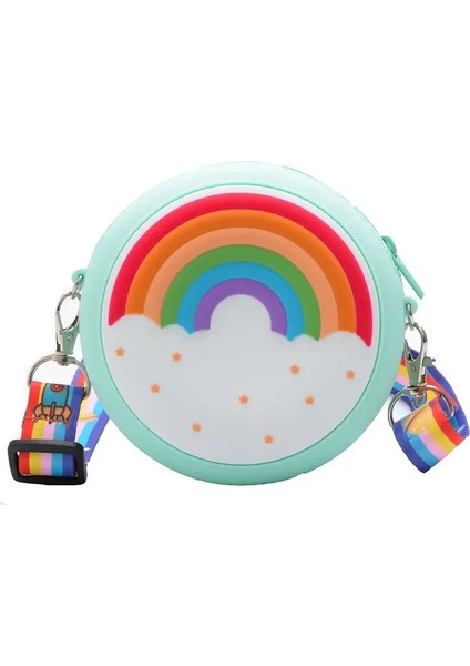 Yuvarlak Donut Crossbody Bag Çocuk Çocuk Kız Çocuk Omuz Çantası Ayarlanabilir Kayış Tatil Seyahat Gökkuşağı Baskılı Cep Packagecolor: Yeşil (Yurt Dışından)