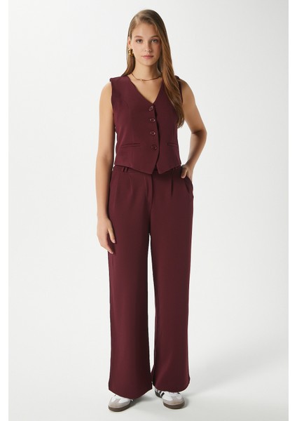 Kadın Petra Bordo Yelek Likralı Pantolon Alt Üst Takım fiyatları