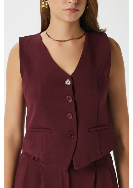 Kadın Petra Bordo Yelek Likralı Pantolon Alt Üst Takım fırsatları