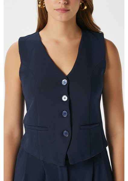 Kadın Petra Lacivert Yelek Likralı Pantolon Alt Üst Takım fırsatları