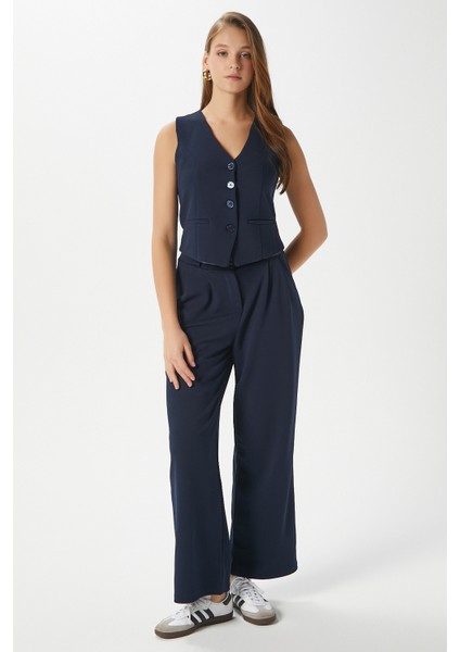Kadın Petra Lacivert Yelek Likralı Pantolon Alt Üst Takım indirimleri