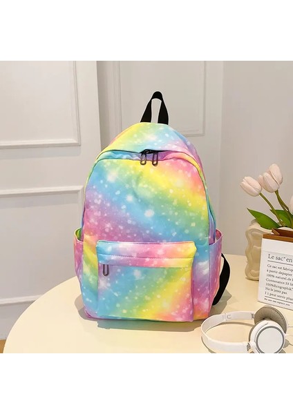 Okula Dönüş Sezonu Sevimli Karikatür Backpack Çok Cepli Naylon Omuz Çantası Büyük Kapasiteli Fermuar Okul Çantası Günlük Renk: Multi (Yurt Dışından)