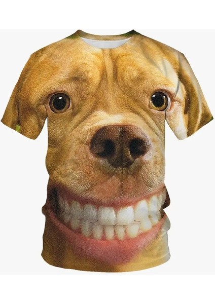 Summer Tops Street Tees Komik Köpek Yüz 3D Baskı T-Shirt Serin Hayvan Grafik Ekibi Boyun Kısa Kollu Gündelik Moda Erkek Tişört Renk: ETA6F24241B5/BOYUT (Yurt Dışından)