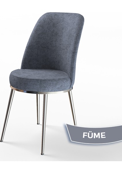 Dexa Serisi Sandalye Füme Renk Krom Ayaklı Mutfak Sandalyesi Silinebilir Kumaş