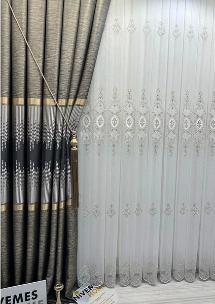 Nivemeshome Amasra FT614164 V-2503 Yeşil 1/3 Sık Pileli Fon Perde Apm