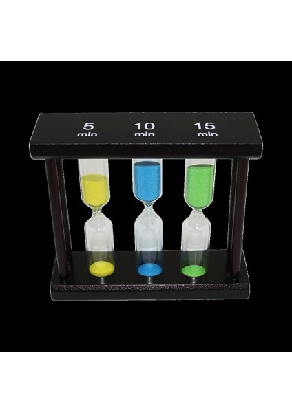 5-10-15 Dk 3lü Cam Kum Saati Ahşap Standlı (5047)