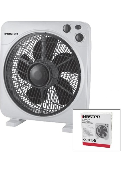 12 Inç Kutu Fan Vantilatör 3 Kademe Hız 5 Plastik Kanat 40W 60DK.ZAMAN Ayarlı MTR-F620