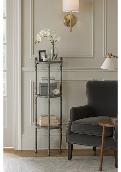 Puzzle Salon&oturma Odası Yuvarlak Raf - Gri