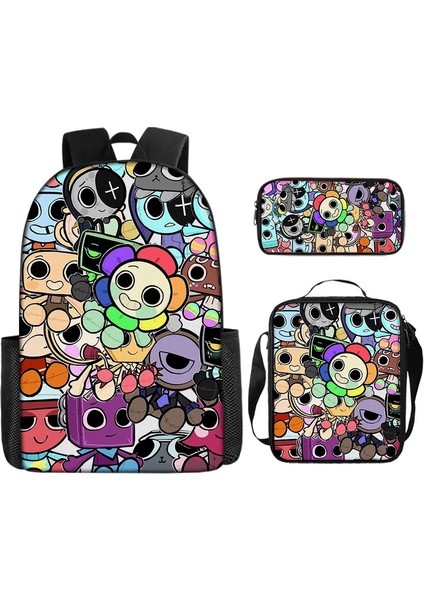 Sprunki Ritim Kutusu Sırt Çantası Ilkokul Öğrencisi Okul Çantası Omuz Çantası Kalem Çantası Üç Parçalı Set (Yurt Dışından)