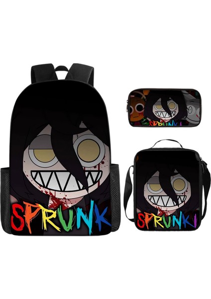 Sprunki Ritim Kutusu Sırt Çantası Ilkokul Öğrencisi Okul Çantası Omuz Çantası Kalem Çantası Üç Parçalı Set (Yurt Dışından)