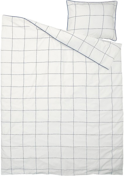 Bredvecklare Nevresim Seti 150X200/50X60 cm Tek Kişilik Beyaz Mavi Pamuklu Yumuşak Çıtçıtlı Nevresim fiyatları