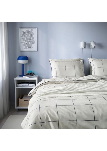 Bredvecklare Nevresim Seti 150X200/50X60 cm Tek Kişilik Beyaz Mavi Pamuklu Yumuşak Çıtçıtlı Nevresim indirimleri