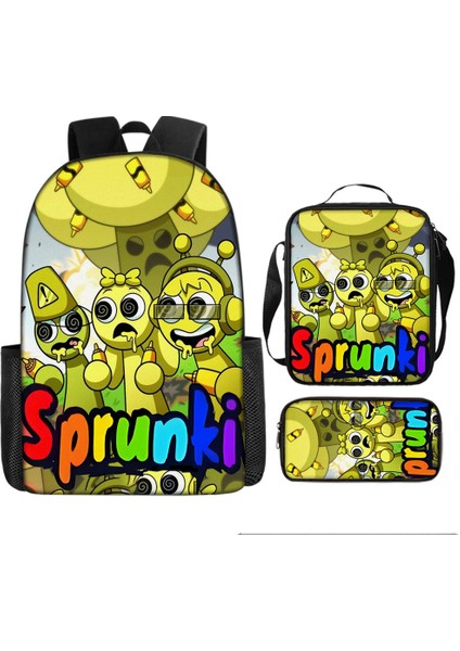 Sprunki Ritim Kutusu Sırt Çantası Ilkokul Öğrencisi Okul Çantası Omuz Çantası Kalem Çantası Üç Parçalı Set (Yurt Dışından)