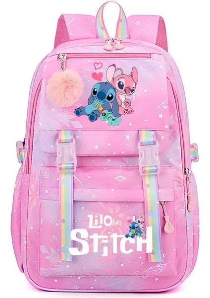 Disney Mochila Lilo ve Dikiş Sırt Çantası Çocuk Okul Çantaları Kızlar Kadınlar Gündüz Çocuk Çantaları Kawaii Kadın Büyük Kapasite Backpackcolor: Pembe (Yurt Dışından)