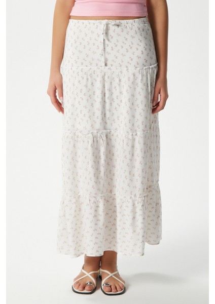Kadın Rebekka Çiçekli Pudra Astarlı Uzun Etek fiyatları