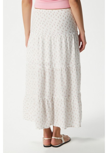 Kadın Rebekka Çiçekli Pudra Astarlı Uzun Etek modelleri