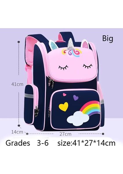 Kız Unicorn Çocuklar Için Çocuk Sırt Çantası Kitap Çantası Gökkuşağı Gözleri Okul Çantası Genç Kız Sırt Çantası Seyahat Için Su Geçirmez Mochilas Renk: Big-Navy (Yurt Dışından)